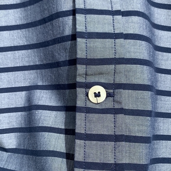 NWOT NAUTICA Classic Fit Vertical Stripe Maritime Navy Short Sleeve Button Down - Picture 9 of 15